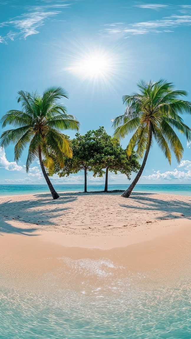 Palmy i plaża na małej wyspie