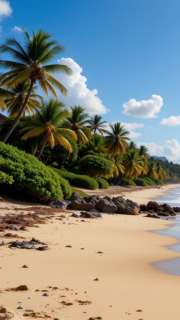 Palmy przy morskiej plaży