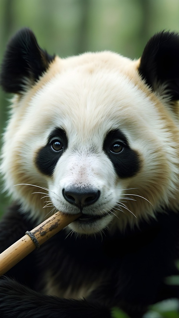 Panda wielka z pędem bambusa