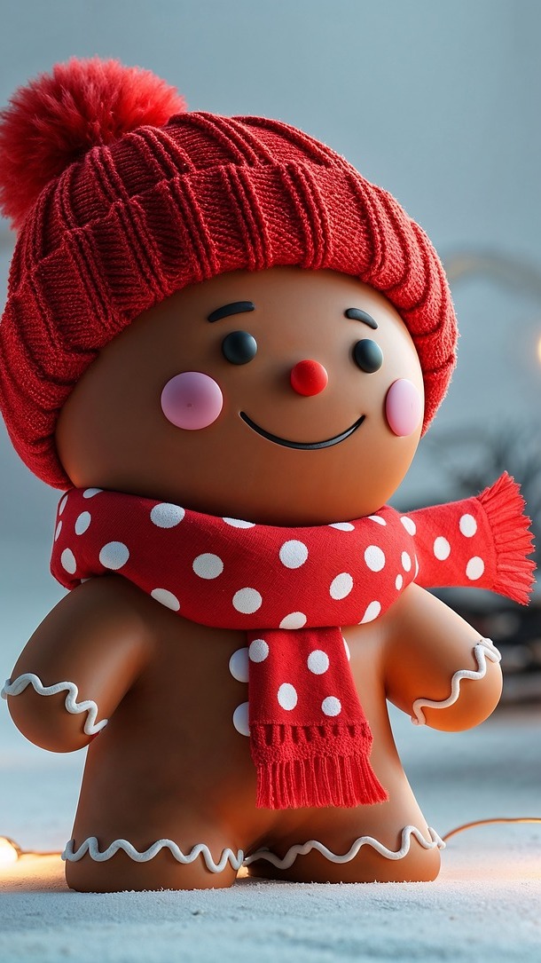 Piernikowy ludzik w czapce i szaliku