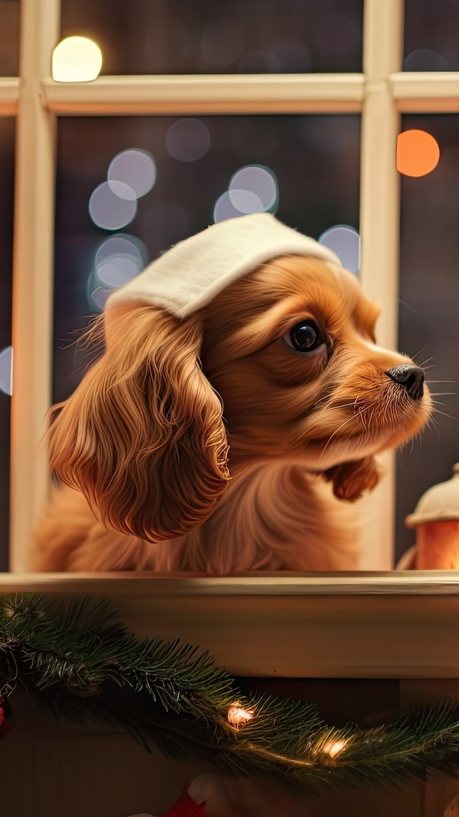 Pies na parapecie okna