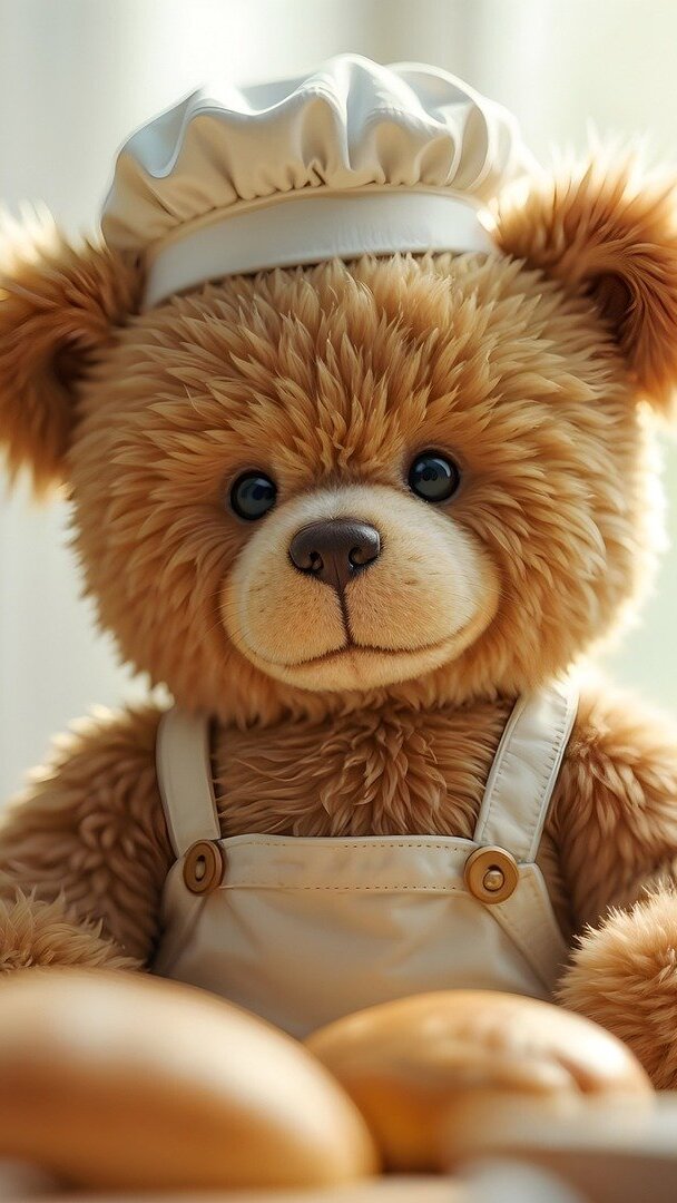 Pluszowy miś w ubranku piekarza