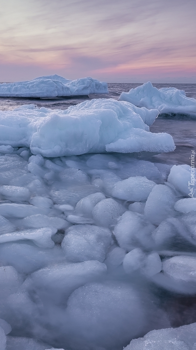 Połamane kry lodowe w morskiej wodzie