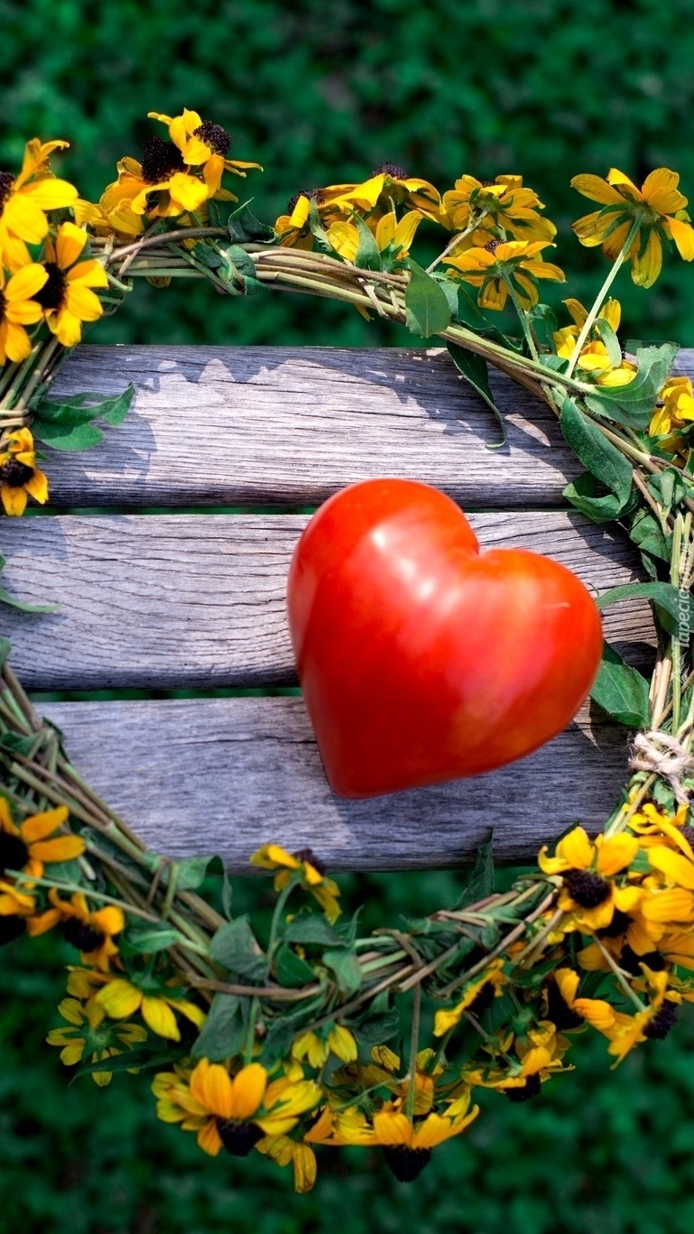 Pomidor w kształcie serca otoczony wiankiem