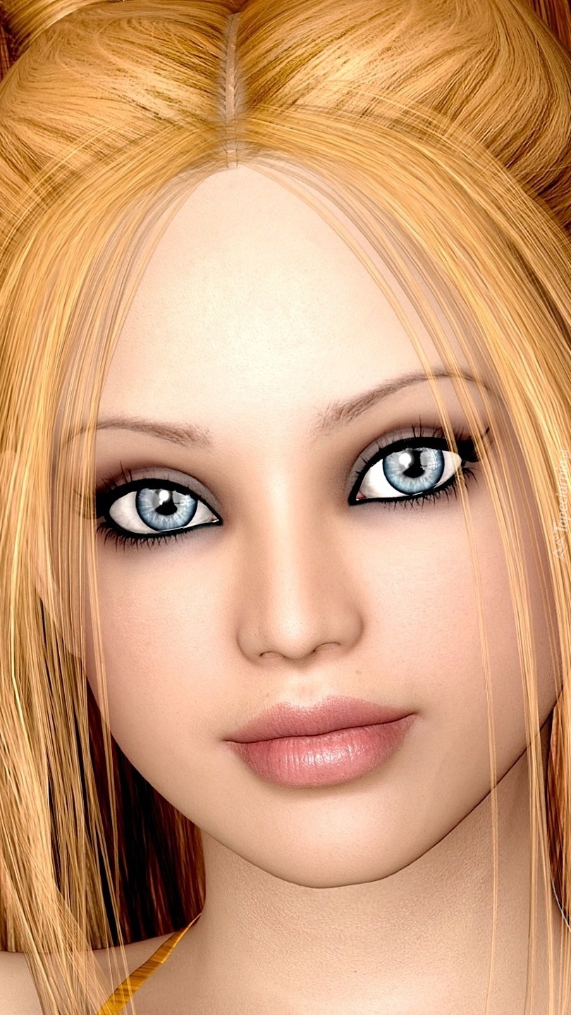 Portret blondynki w 3D