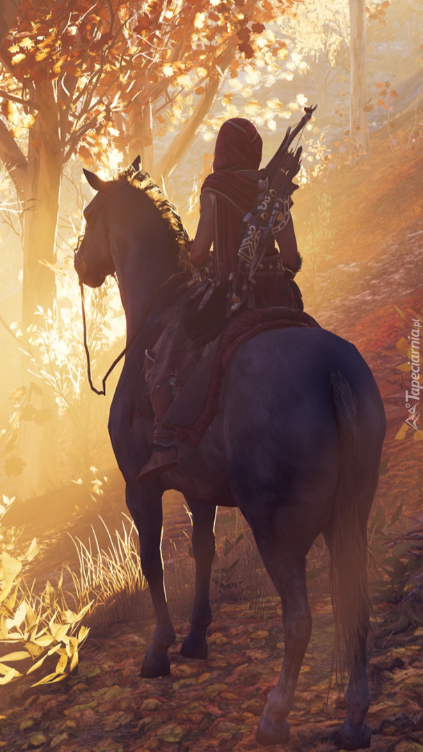 Postać na koniu z gry Assassins Creed Odyssey