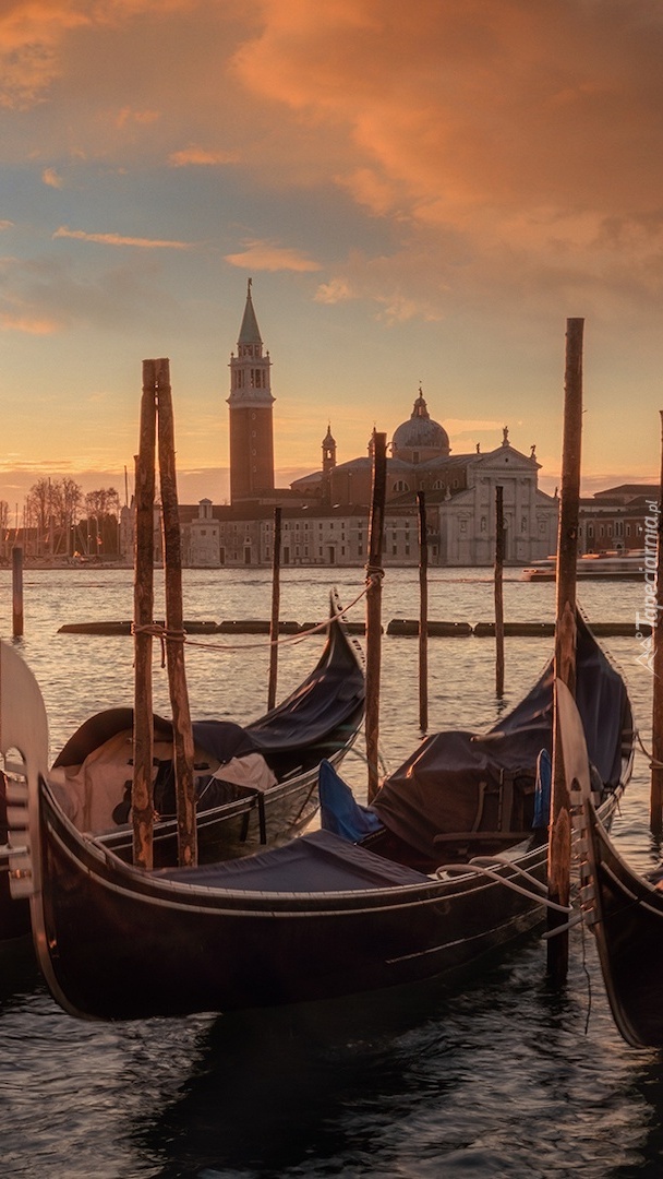 Przystań gondoli na Grand Canal w Wenecji