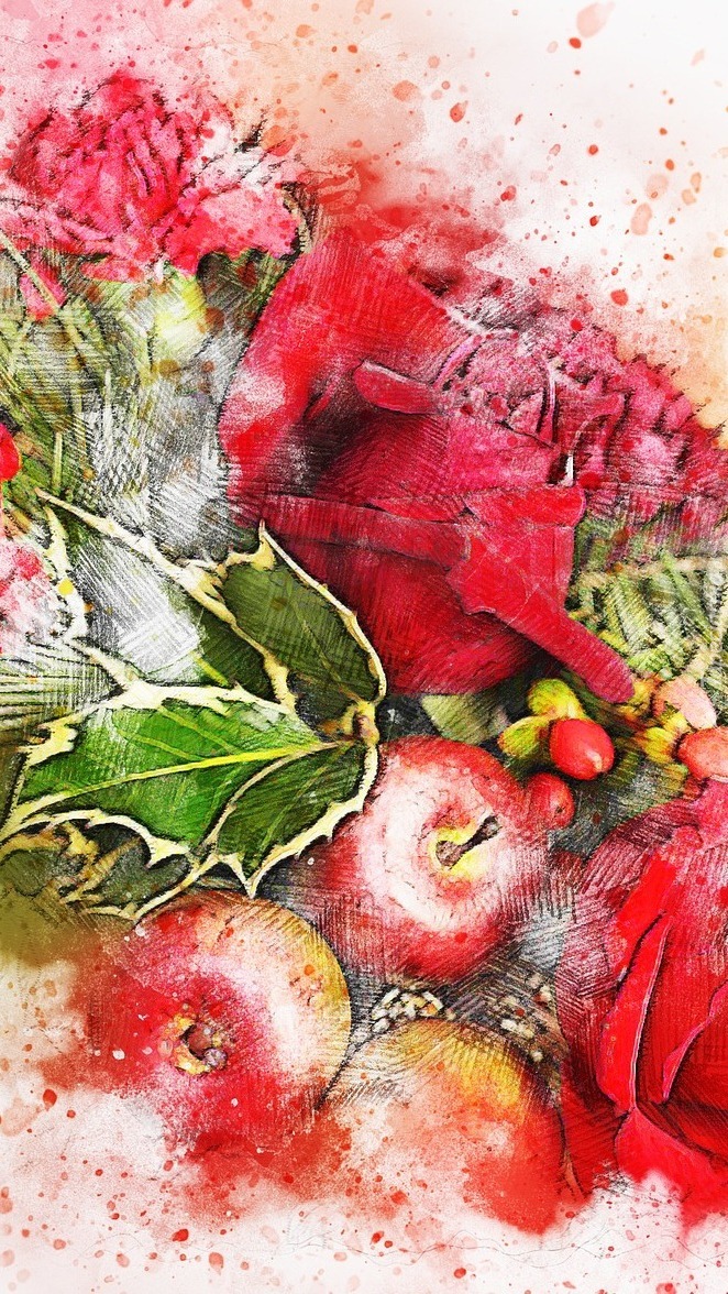 Róże z jabłkami w paintography