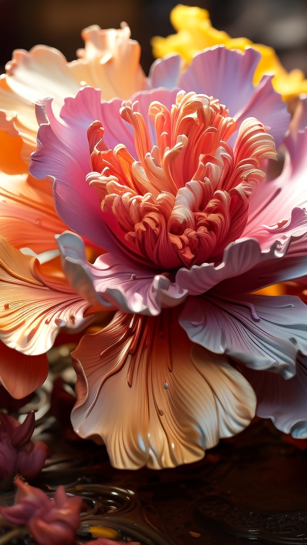 Rozkwitnięty kolorowy kwiat w 2D