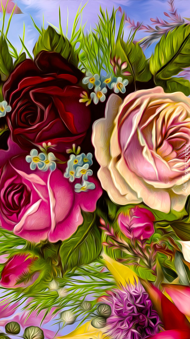 Różnokolorowe róże