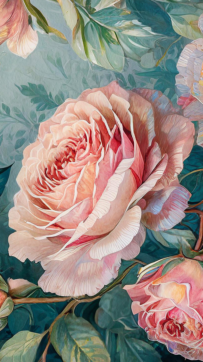 Różowe róże w malarstwie