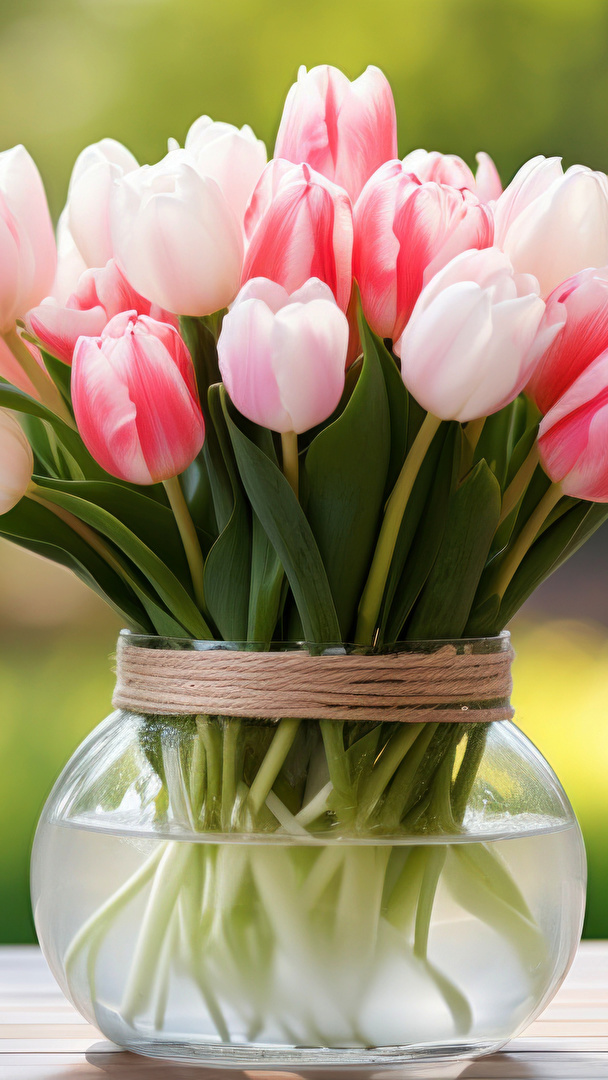 Różowe tulipany w wazonie