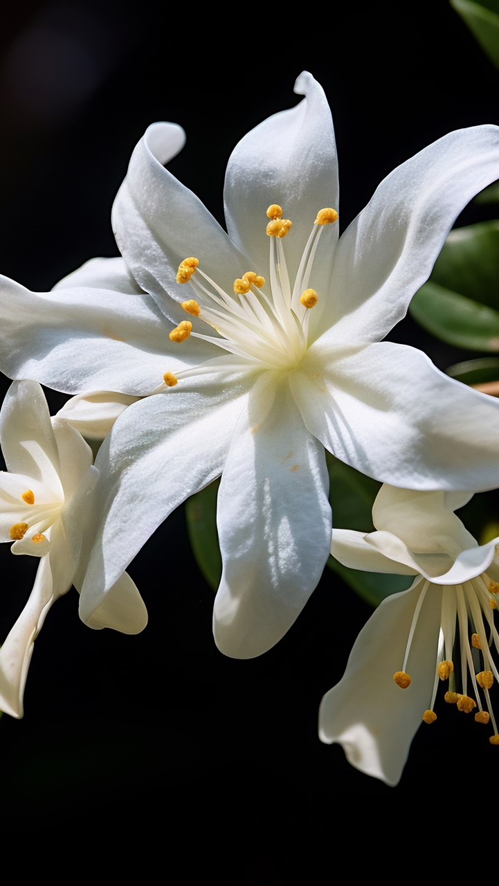 Rozświetlone białe kwiaty