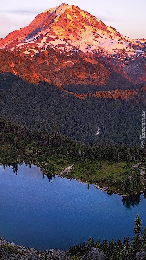 Rozświetlony Stratowulkan Mount Rainier