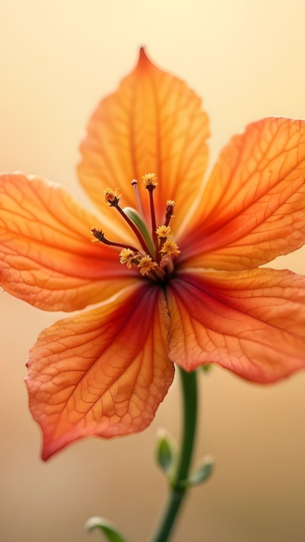 Rozwinięty pomarańczowy kwiat w zbliżeniu