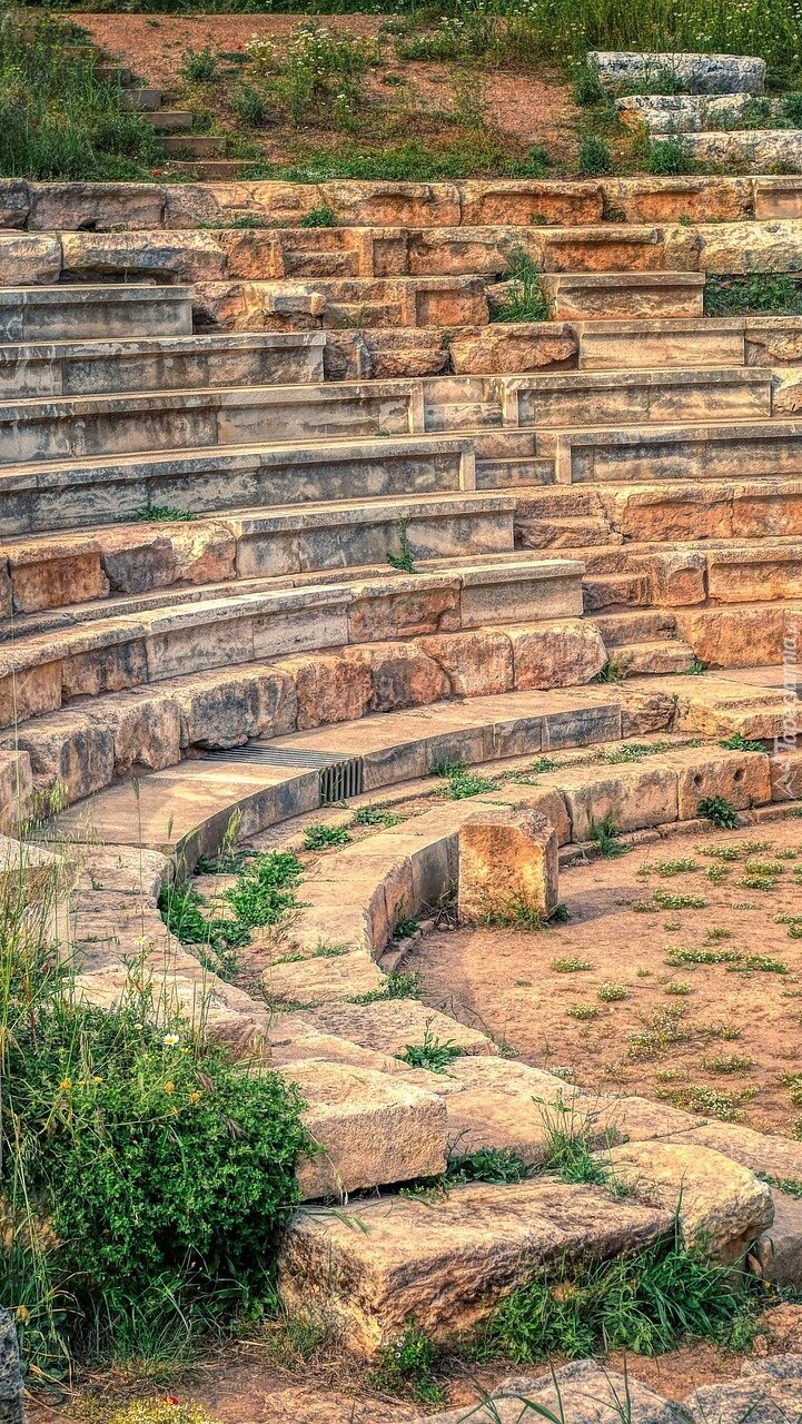Ruiny amfiteatru Ancient Theater of Aptera na Krecie