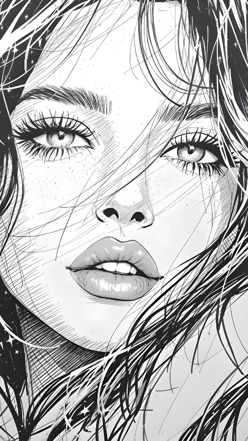 Rysunek twarzy dziewczyny