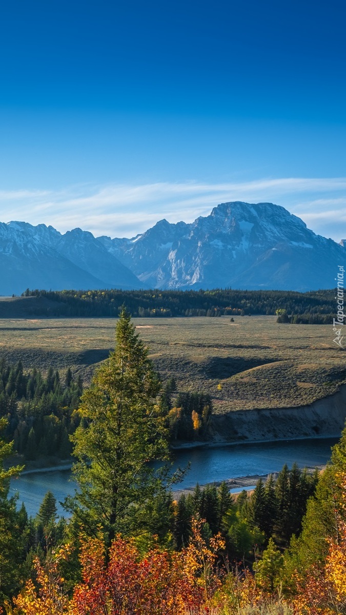 Rzeka Snake River na tle gór Teton Range