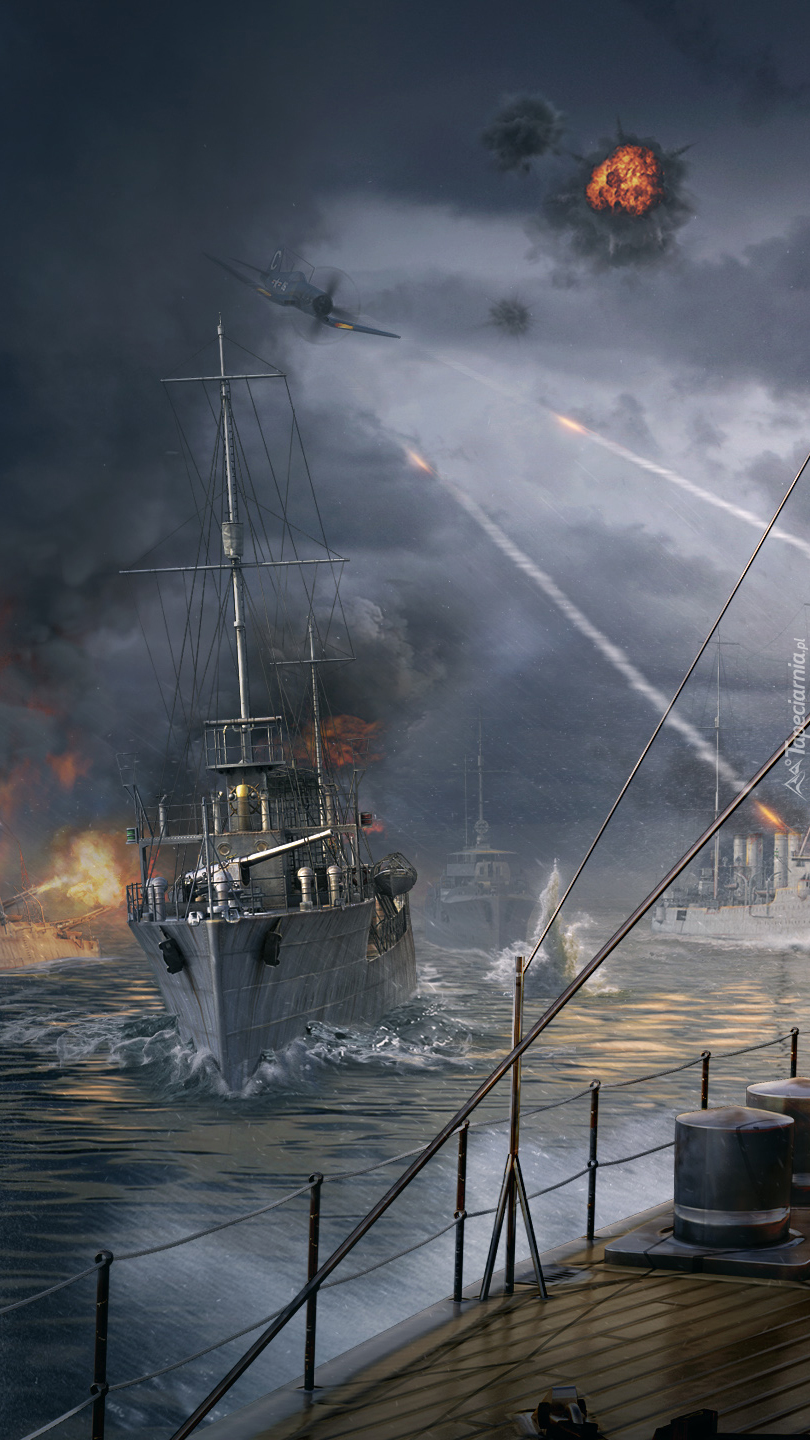 Scena bitwy z gry World of Warships