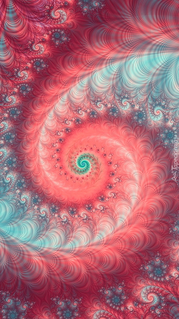 Spiralny fraktal w niebiesko-różowej tonacji
