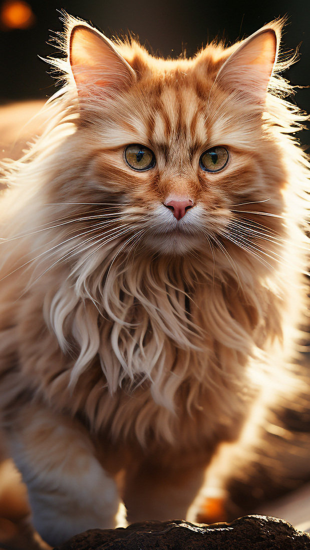 Spojrzenie rudego długowłosego kota