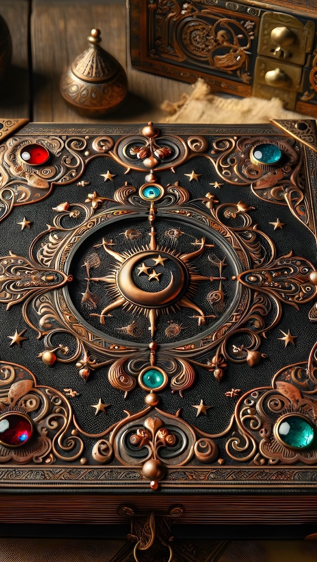 Stara księga ozdobiona klejnotami