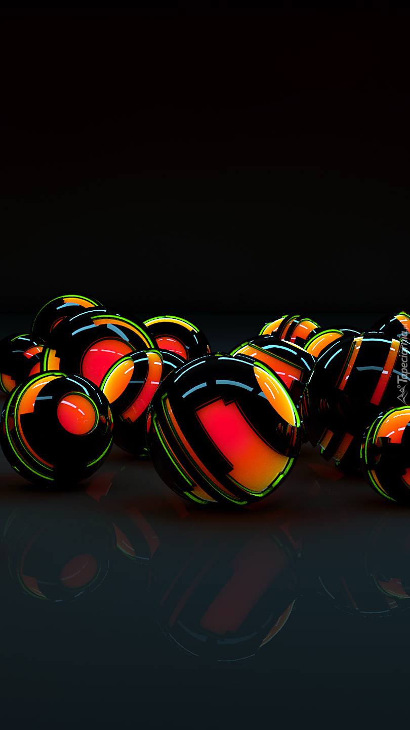 Świecące kolorowe kule w 3D