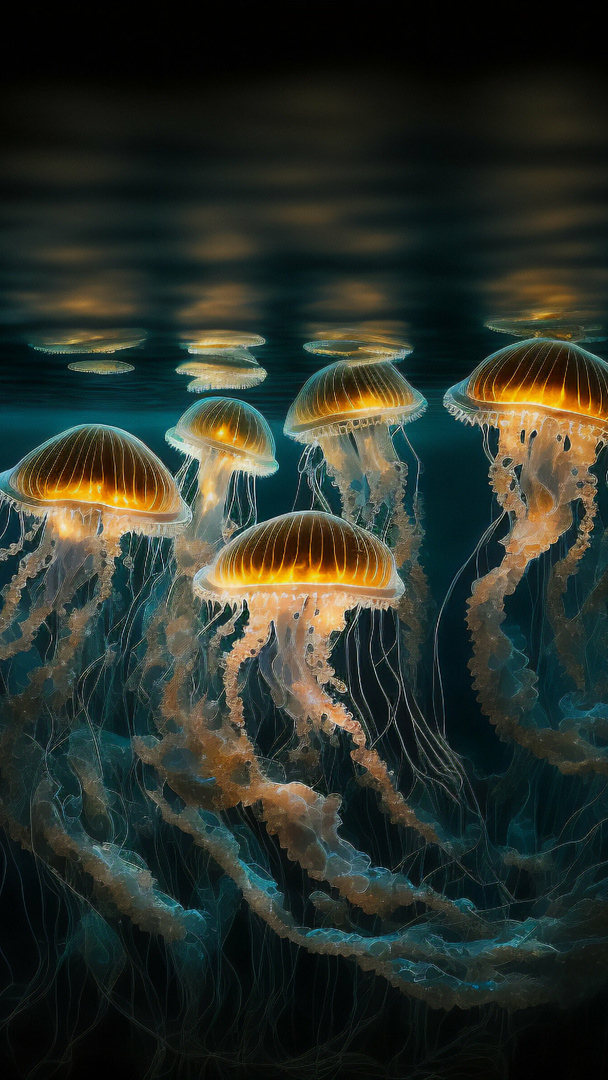 Świecące meduzy w 2D