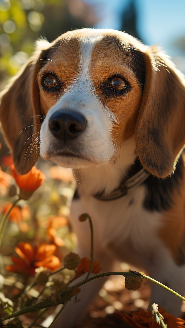 Szczeniak rasy Beagle w zbliżeniu