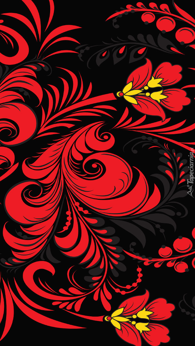 Tekstura w czerwone liście i kwiaty