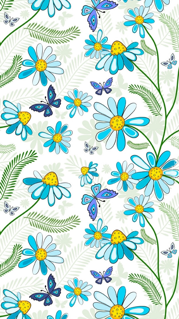 Tekstura w motylki i kwiatki