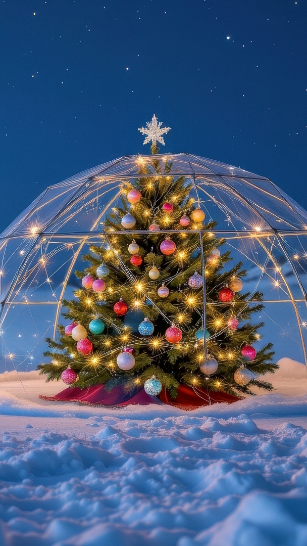 Udekorowana choinka w szkolnym igloo