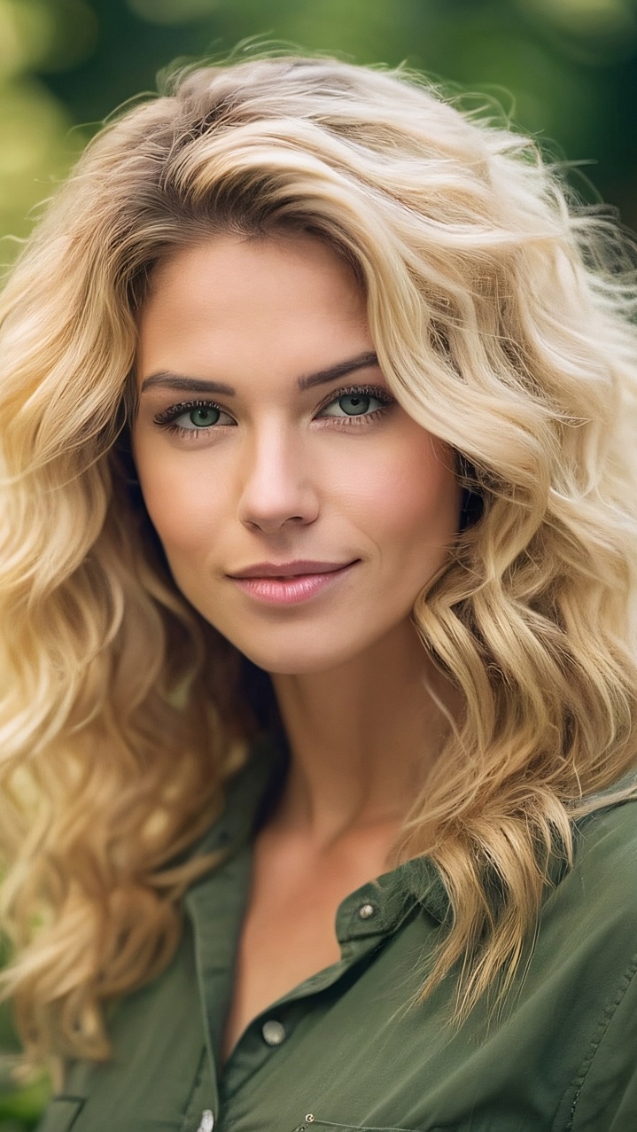 Uśmiechnięta długowłosa blondynka
