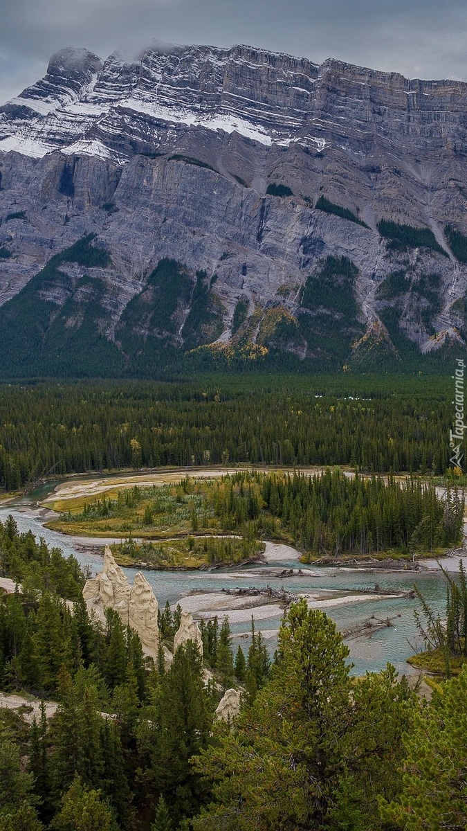 Widok na rzekę Bow River i góry