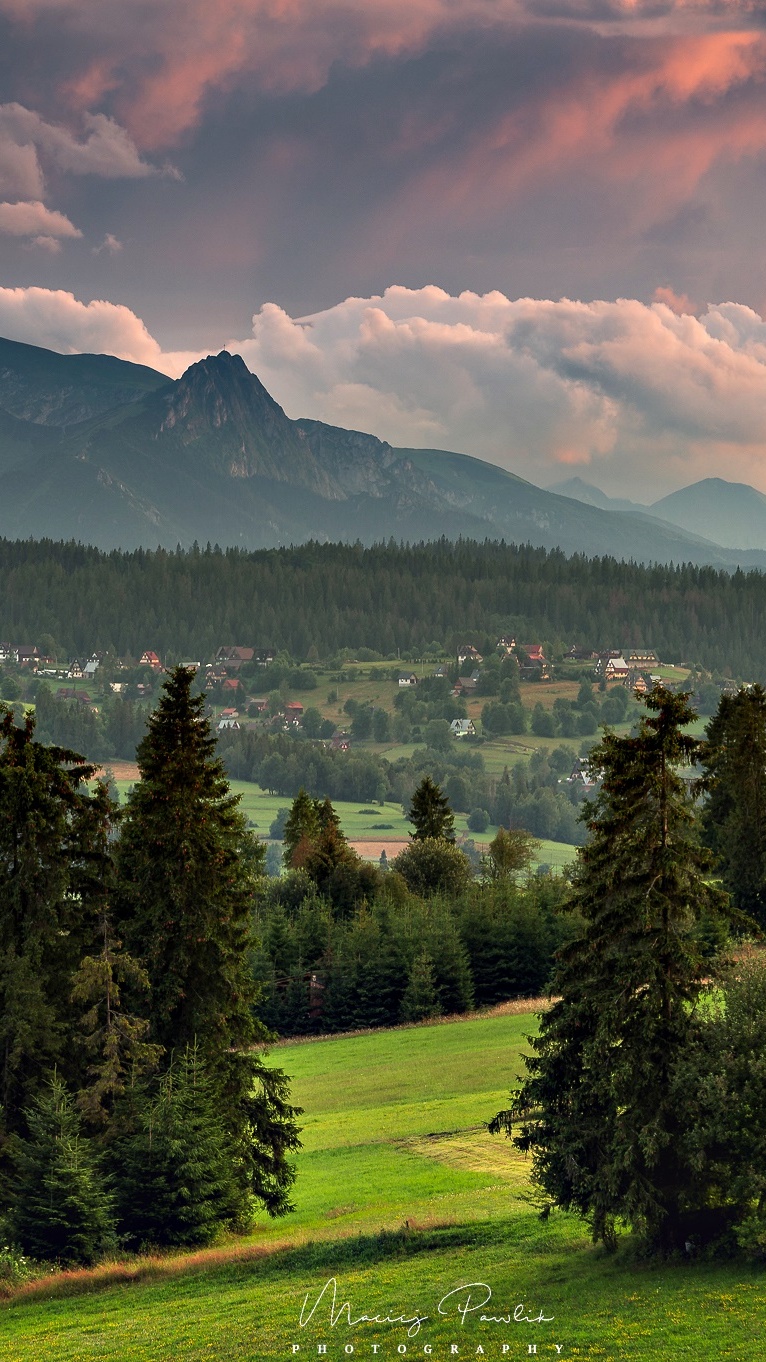 Widok z polany na dolinę i Tatry