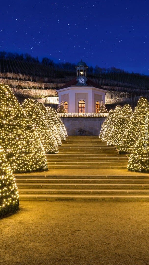 Winiarnia Schloss Wackerbarth w świątecznej scenerii