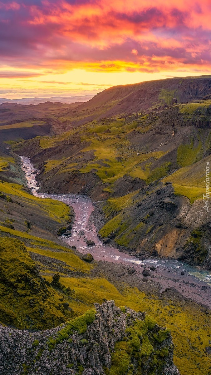 Wodospad Haifoss i rzeka Fossa w Islandii