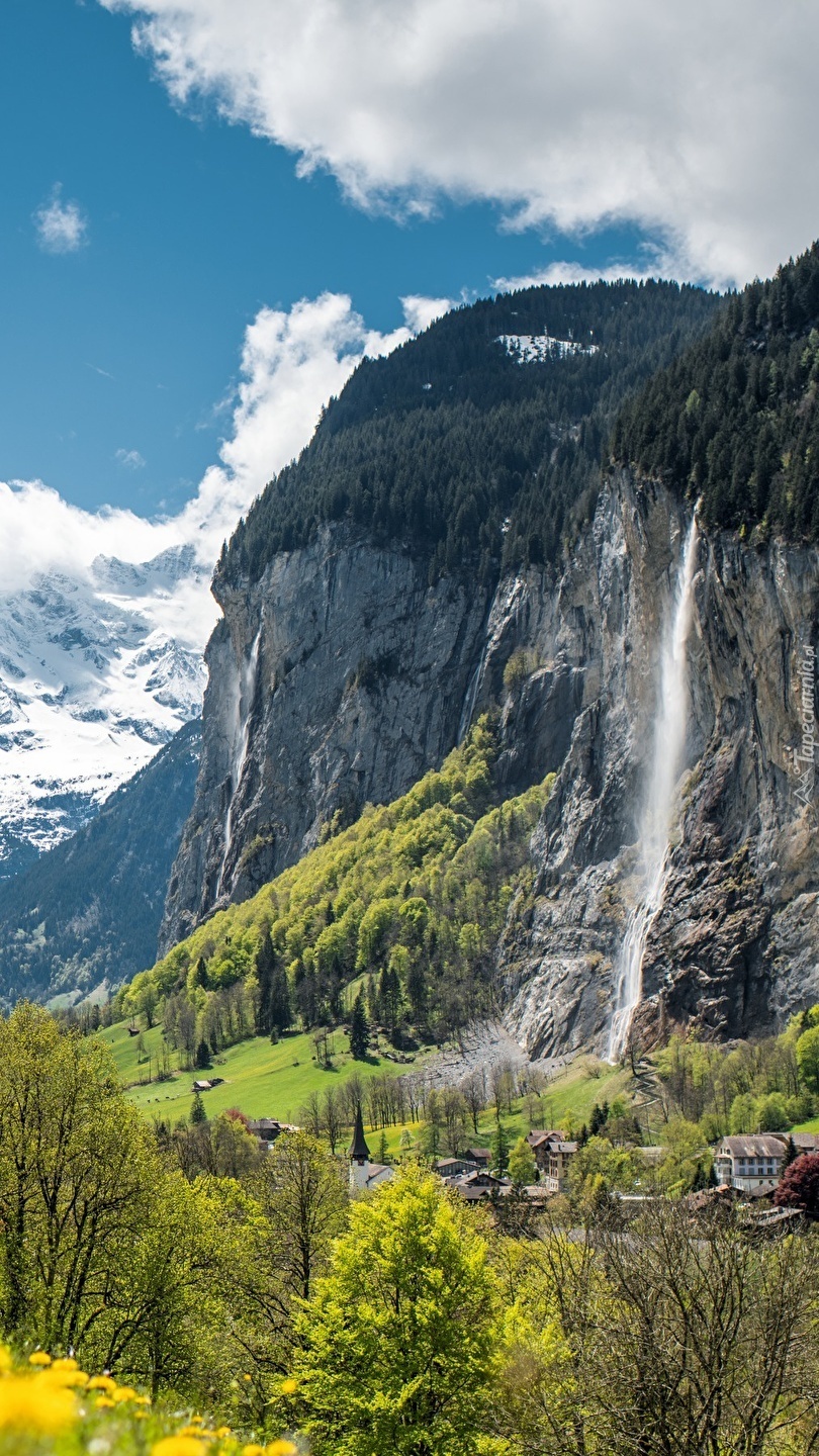 Wodospad Staubbachfall w Szwajcarii