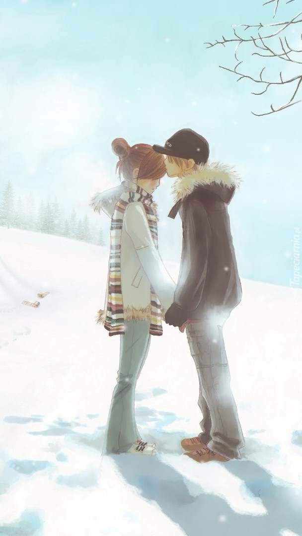 Zakochani w zimowej scenerii