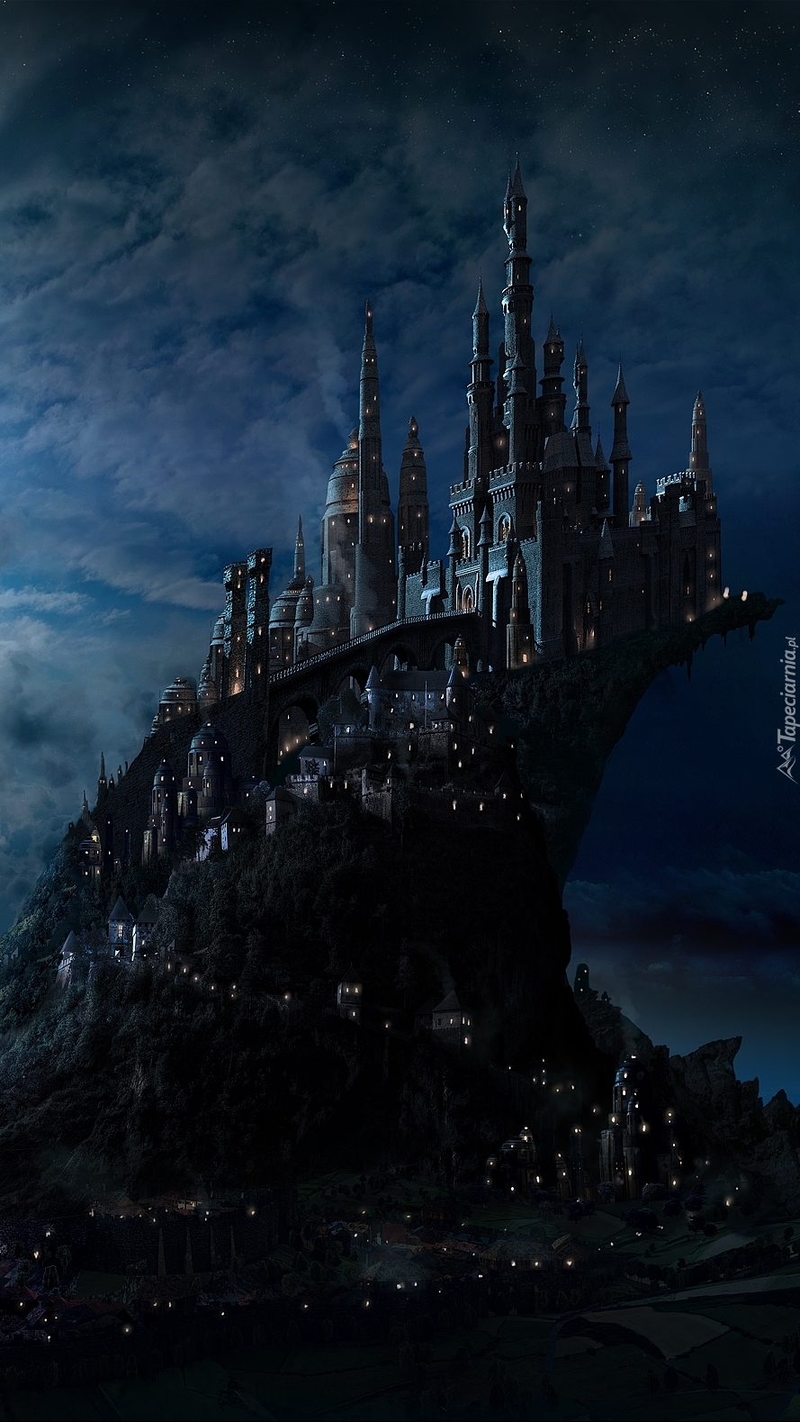 Zamek Hogwarts nocą