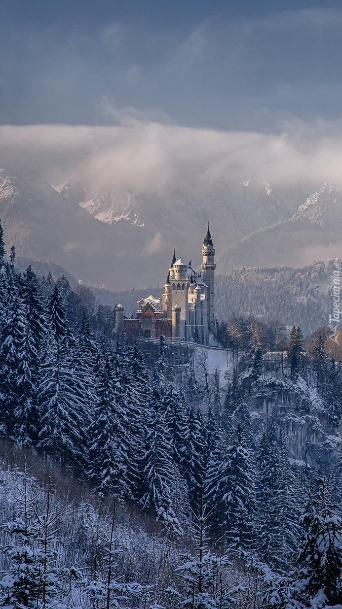 Zamek Neuschwanstein w zimowej odsłonie