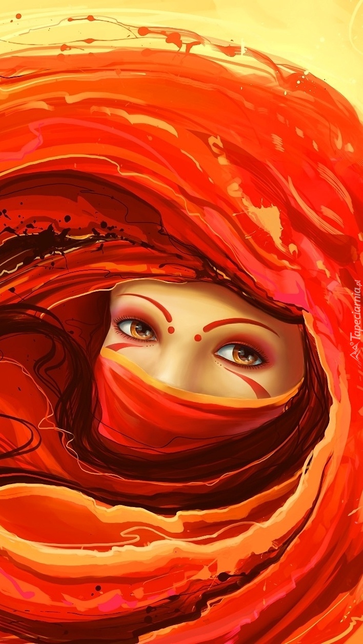 Zamotana w czerwień jesienna kobieta