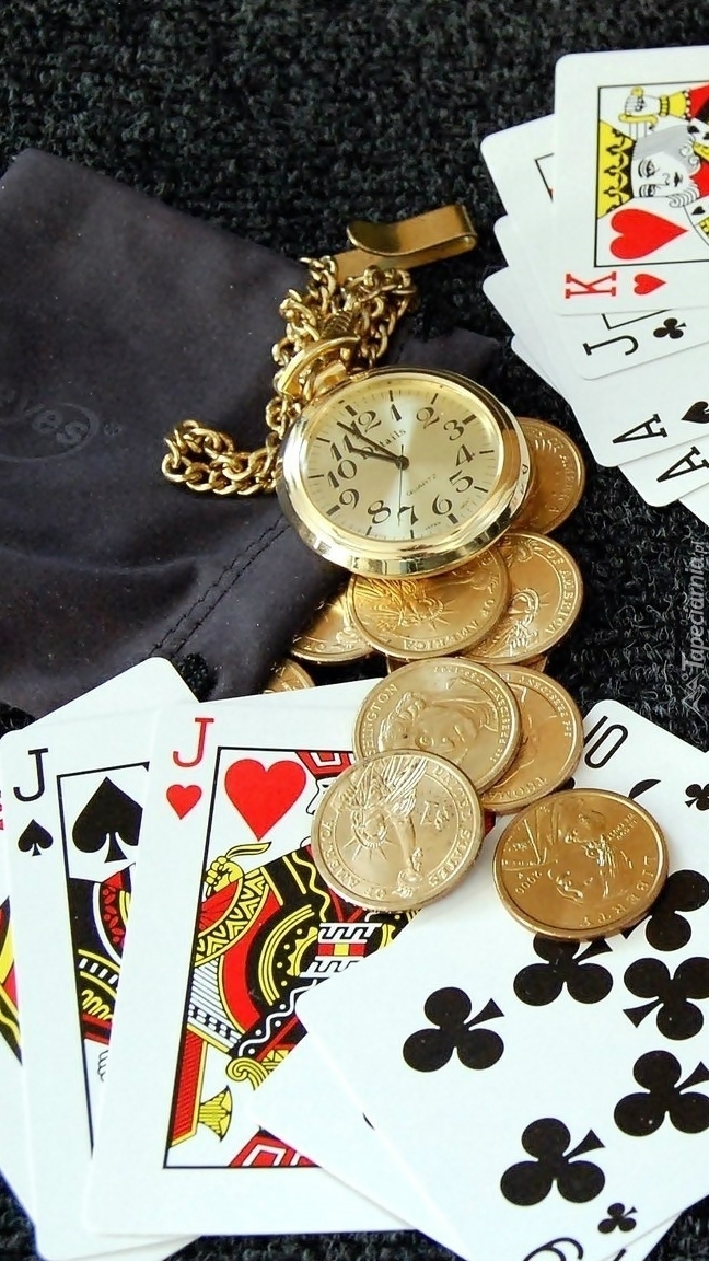 Zegarek i pieniądze na kartach