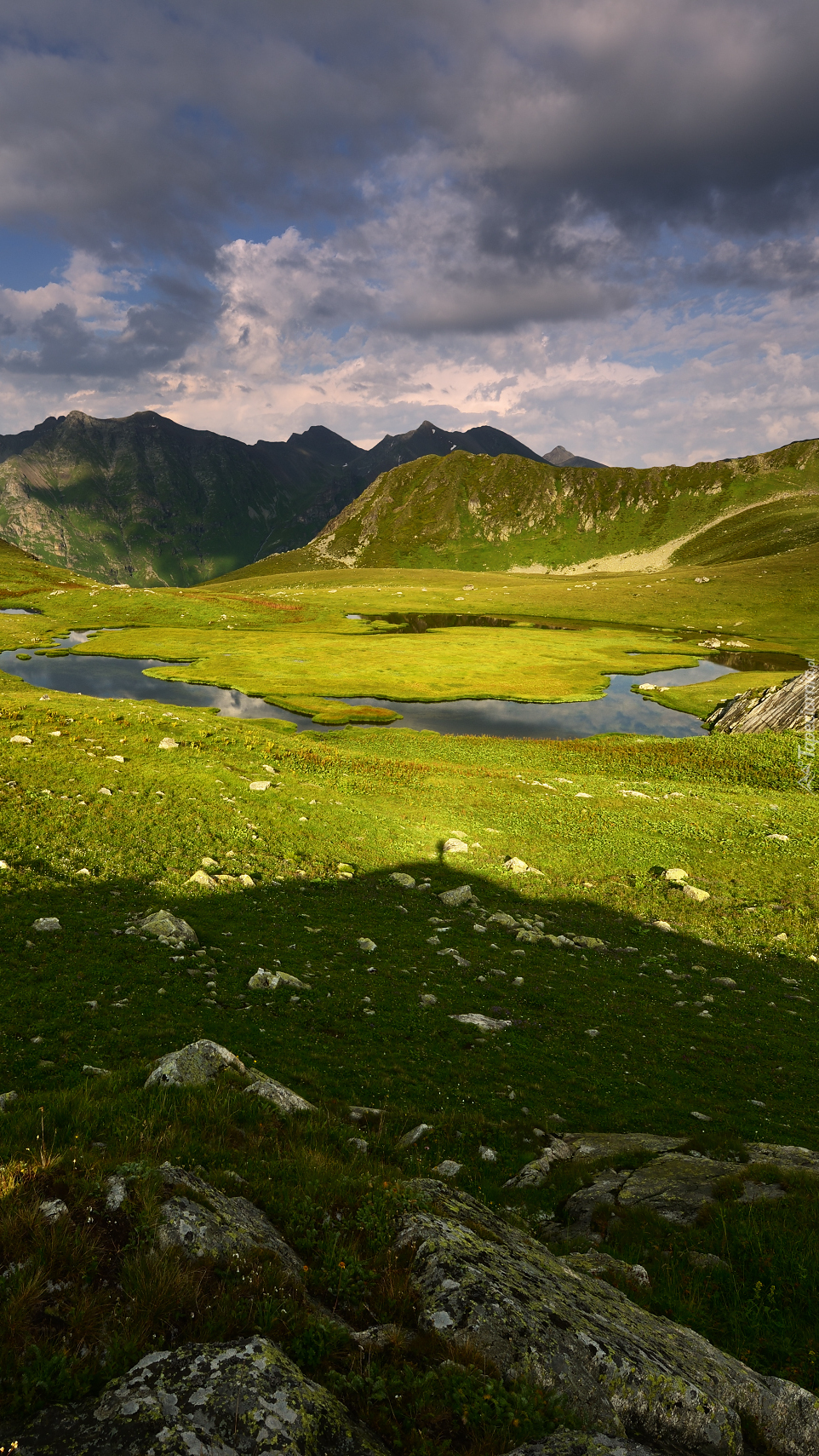 Zielone wzgórza nad jeziorem