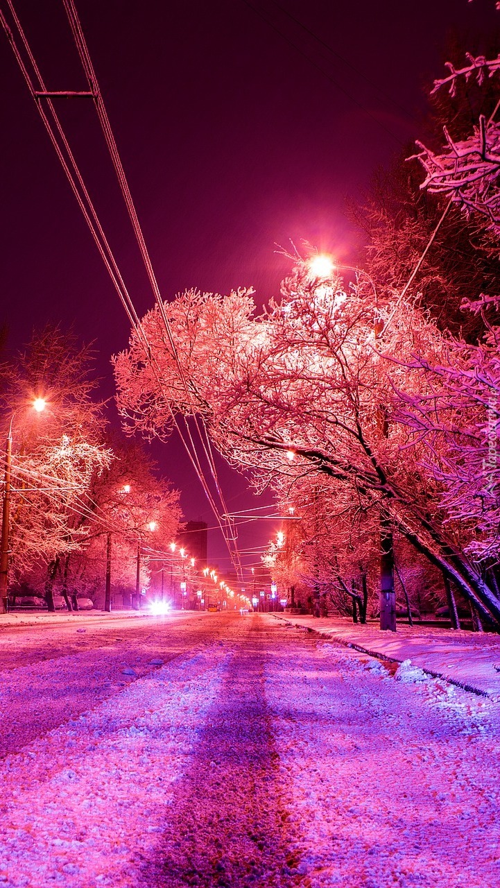 Zimowa ulica nocą