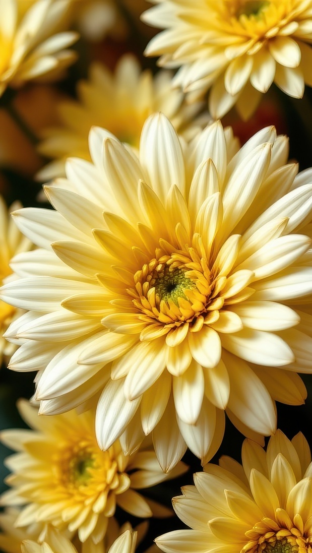 Żółte chryzantemy w zbliżeniu