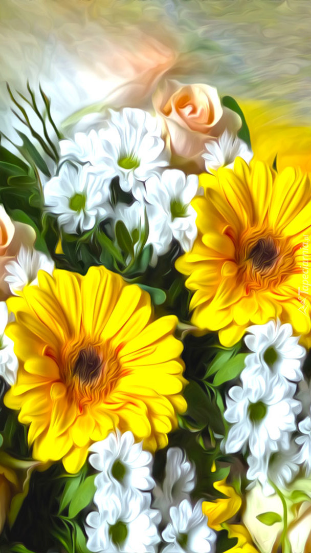 Żółte i białe kwiaty