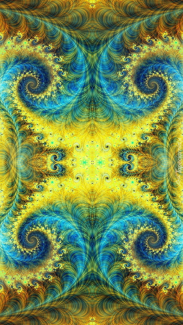 Żółto-niebieski spiralny fraktal