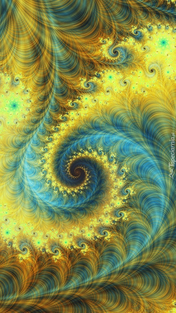 Żółto-niebieski spiralny fraktal