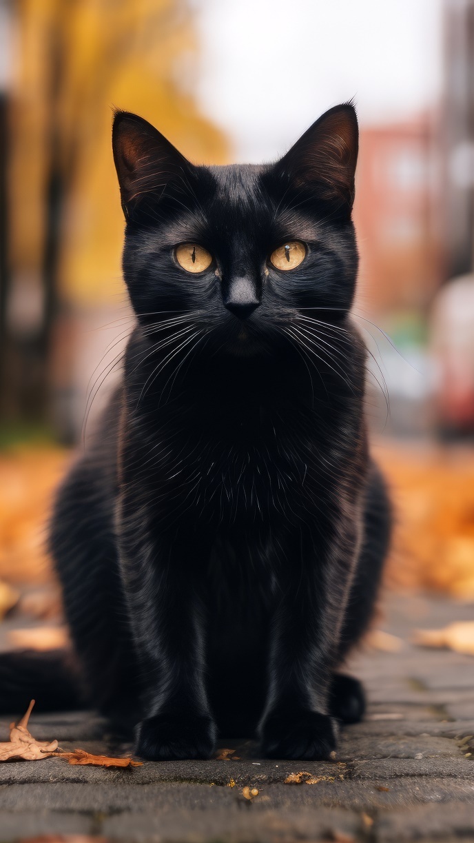 Żółtooki czarny kot